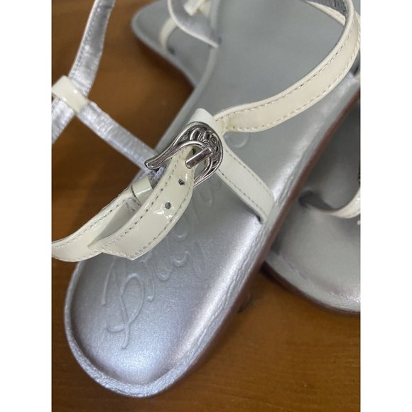 Brighton Size 8.5M OSLO White Silver Leather Strappy Thong Sandals Brazil NWT - Picture 6 of 9